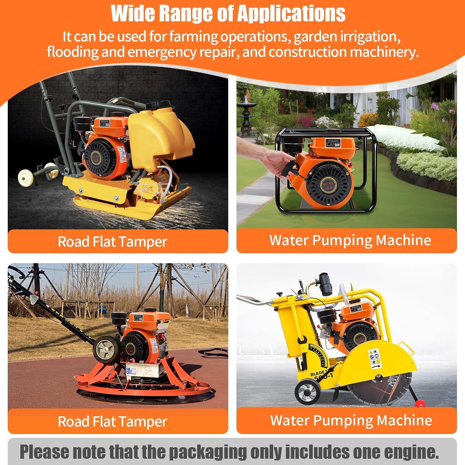 196CC 4 Stroke Diesel Engine, 168F 2200W Single Cylinder Air Cooled Diesel Engine, Small Diesel Engine Manual Start Single-Valve Fuel Injection for Water Pumps Cultivators Tiller