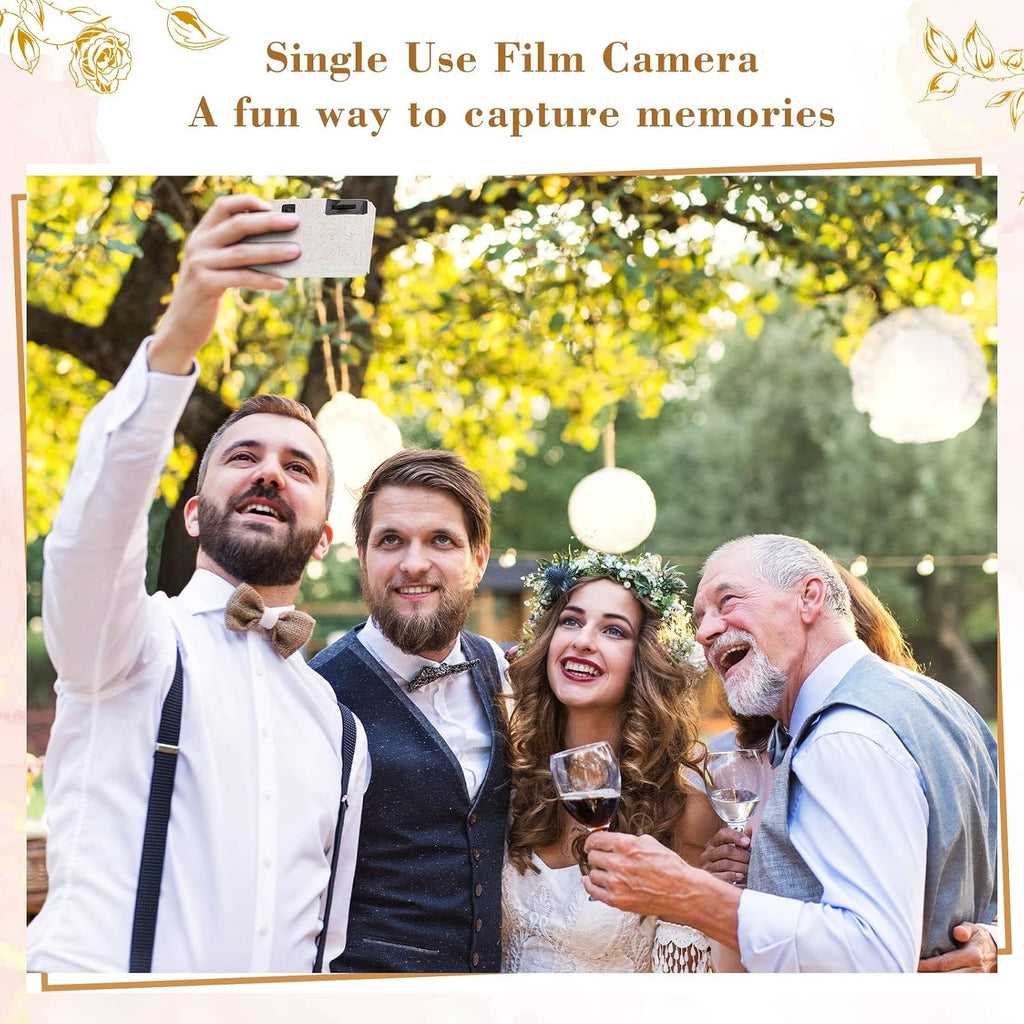 Zhengmy 10 Pack Disposable Camera Bulk for Wedding, 35mm Single Use Camera Bulk with Flash One Time for Gathering Wedding Travel(Gold Rose,Retro Color Film)
