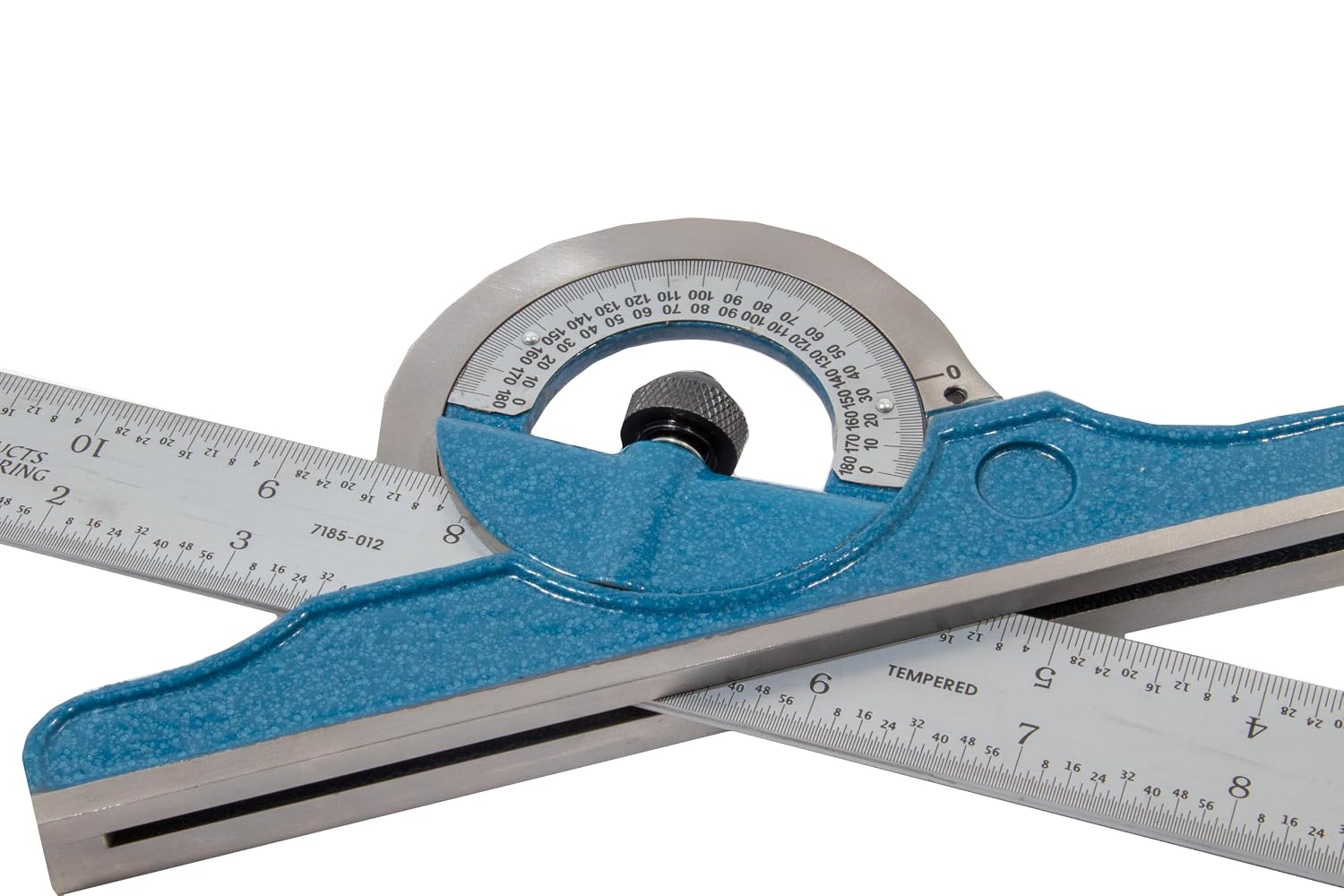 PEC Tools 4-Piece Combination Square - 12 Inch Blade (4R) with Cast Iron Protractor, Center Finder, Square Head with Level Vial & Scribe Tool - Metal Working, Carpentry, Woodworking - Made in USA