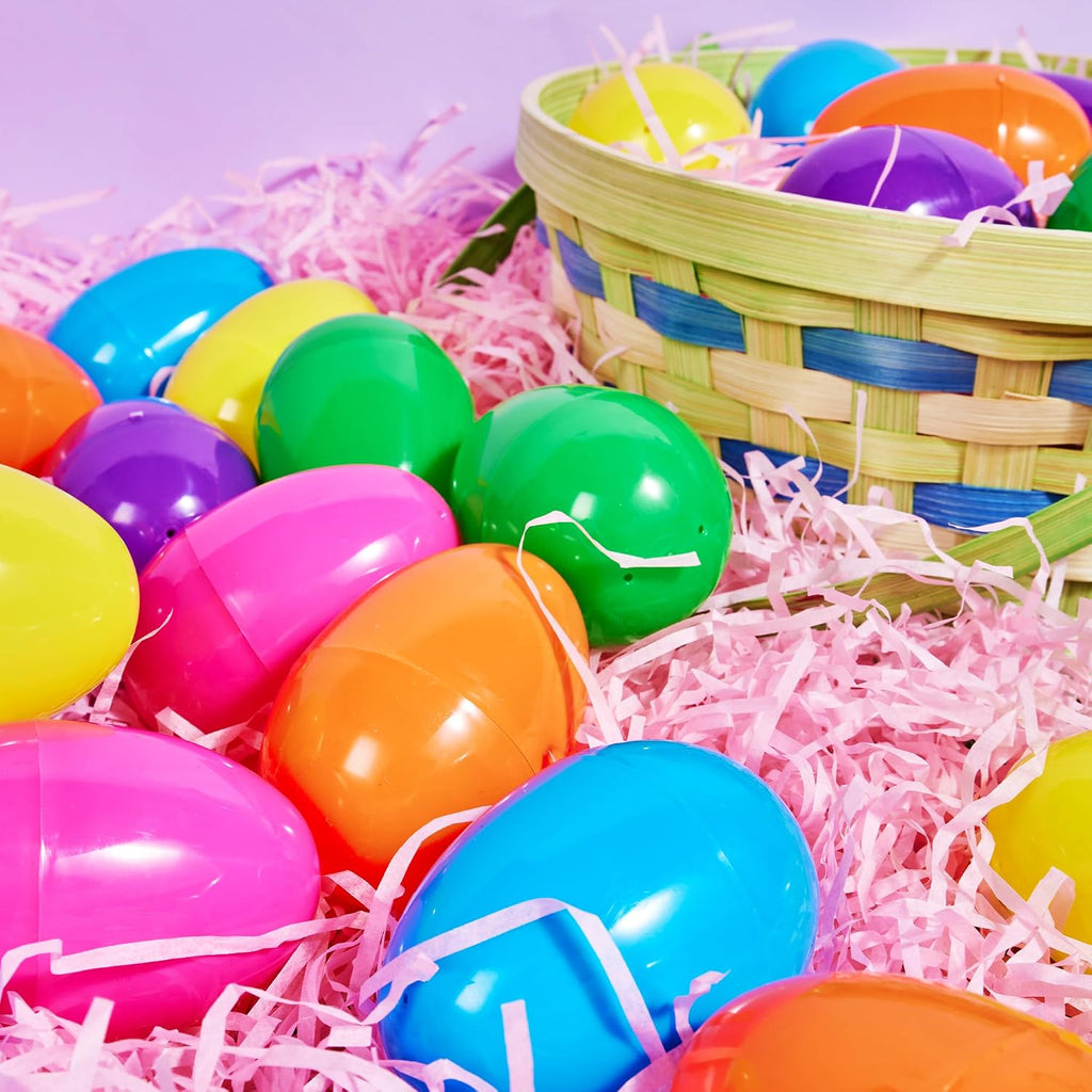 JOYIN 3.15' Easter Eggs, Fillable Plastic Eggs Empty Colorful Bright Eggshells with Hinge for Easter Hunt, Filling Treats, Party Favor, Basket Stuffers, Classroom Prize Supplies, 1000PCS
