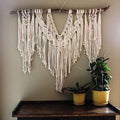 Modern Wall Decor Woven,Wall Hanging Art Tapestry, Macrame Wall Hanging Art Woven Wall Decor Cotton Handmade Boho Macrame Tapestry Chic Home Decor for Home (Beige)
