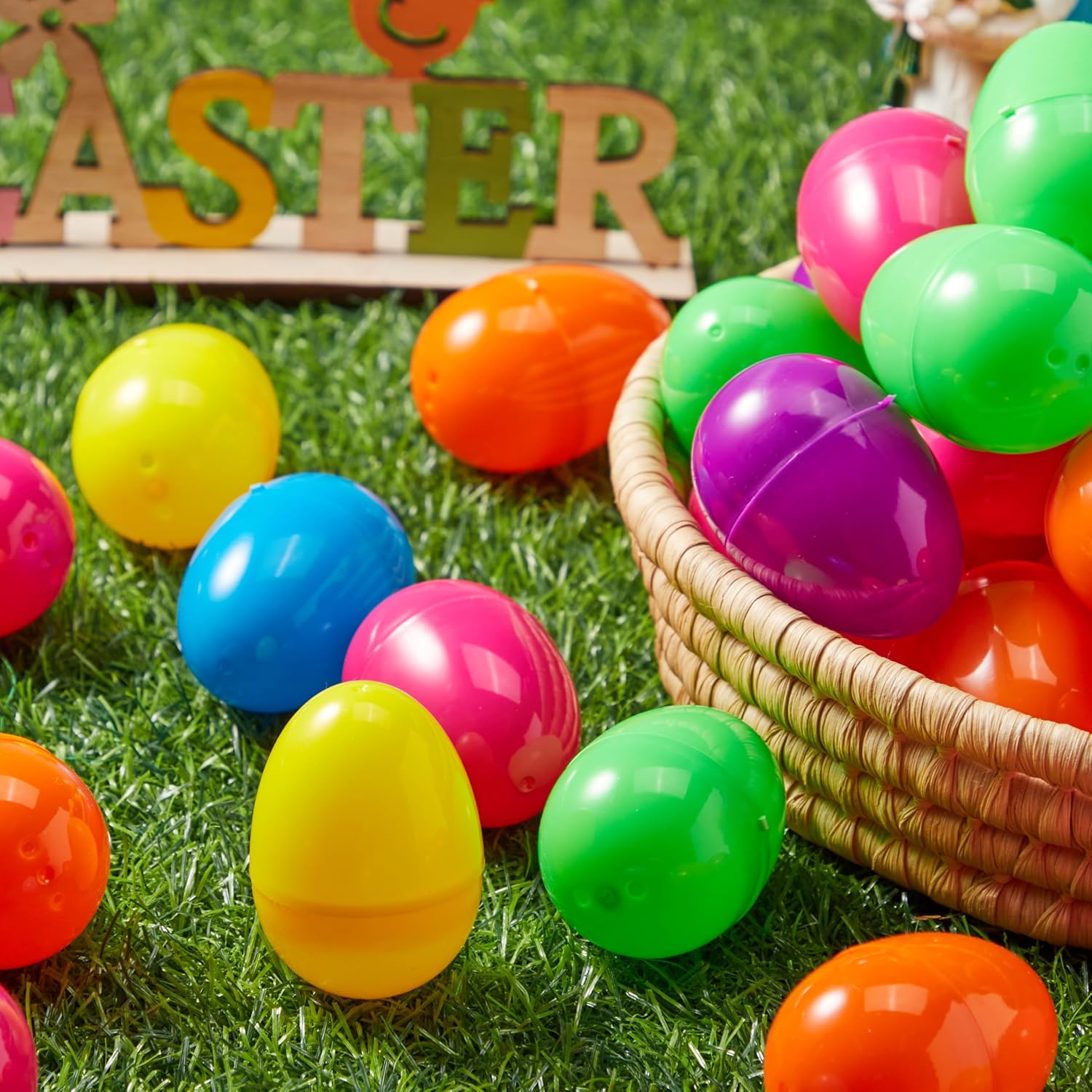 JOYIN 1500 PCS 2.3' Easter Eggs, Empty Plastic Eggs Fillable Colorful Bright Eggshell Bulks for Easter Hunt, Filling Treats, Party Favor, Basket Stuffers, Classroom Prize Supplies