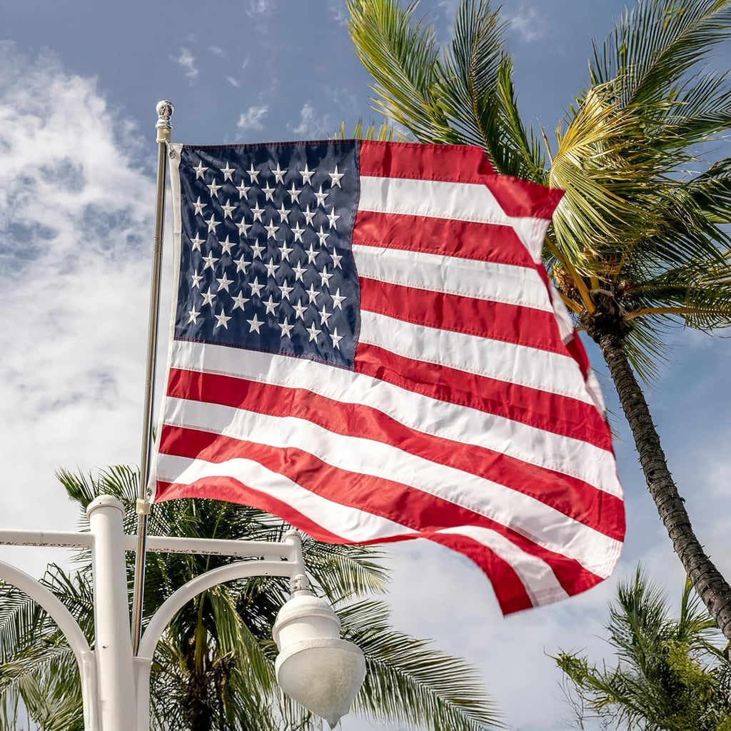 High Wind American Flag for Outdoor 10x15 Ft - Heavy Duty Allegiance US Flag with Embroidered Stars, Sewn Stripes & Brass Grommets All Weather Fade Resistant for Outside Use