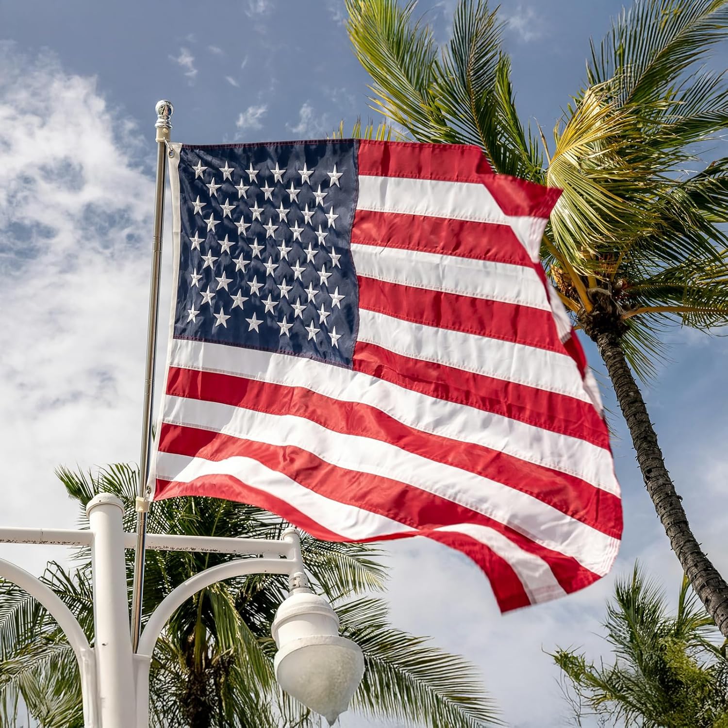 High Wind American Flag for Outdoor 30x50 Ft - Heavy Duty Allegiance US Flag with Embroidered Stars, Sewn Stripes & Brass Grommets All Weather Fade Resistant for Outside Use