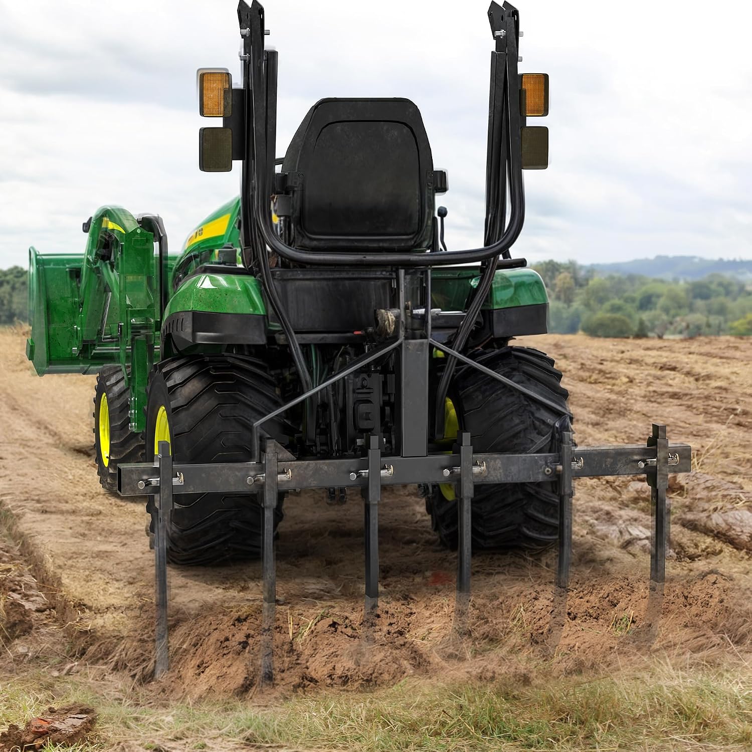 YINTATECH Heavy-Duty 3 Point Chisel Plow Scarifier, 48 Inch Plow Scarifier Implement, Detachable Cultivator with 6 Scarifier Shank, 3 Point Scarifier for Tractor CAT-1, Black