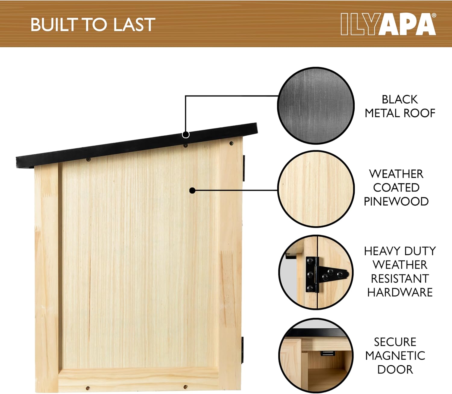 Ilyapa Outdoor Library Book Box - Free Literature Exchange Kit for Outside - Little Wood Cabinet for Sharing Books and Arts - 20x14x19 Inch