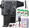 FUJIFILM instax mini Evo Cinema Hybrid Instant Camera Bundle, 3-in-1 Camera Printer with Bluetooth + Gen Dial for 10 Decade-Inspired Effects + Instax-Mini Twin Pack Instant-Film 60 Sheets + More