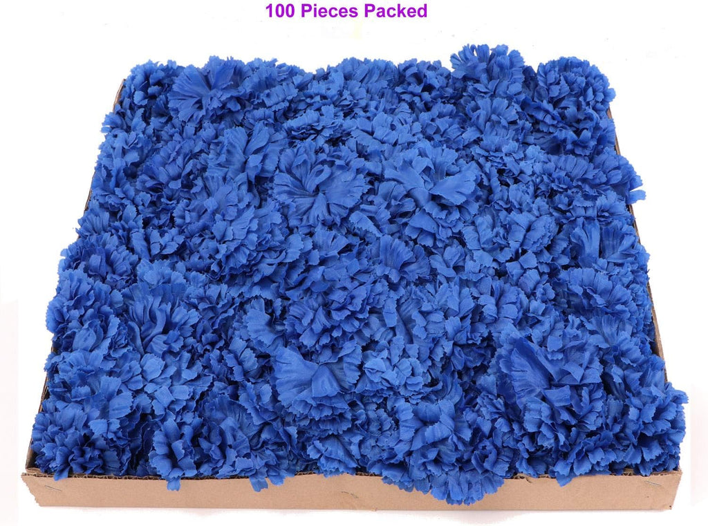 Larksilk 500 Pack Royal Blue Carnations Artificial Flowers, Silk Heads | Bulk 500 royal blue silk carnation heads on 5in wired stems for wedding centerpieces, bouquets, arches & DIY crafts