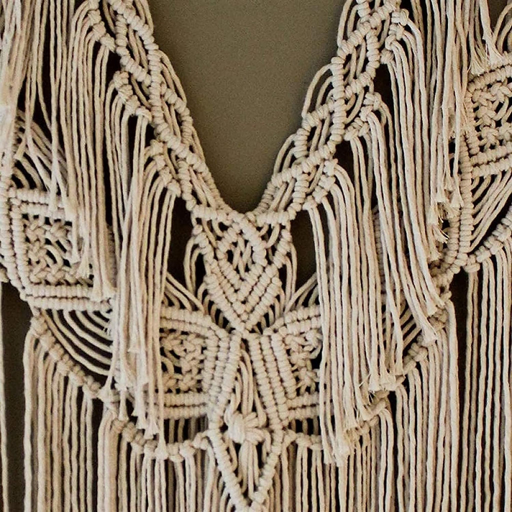 Modern Wall Decor Woven,Wall Hanging Art Tapestry, Macrame Wall Hanging Art Woven Wall Decor Cotton Handmade Boho Macrame Tapestry Chic Home Decor for Home (Beige)