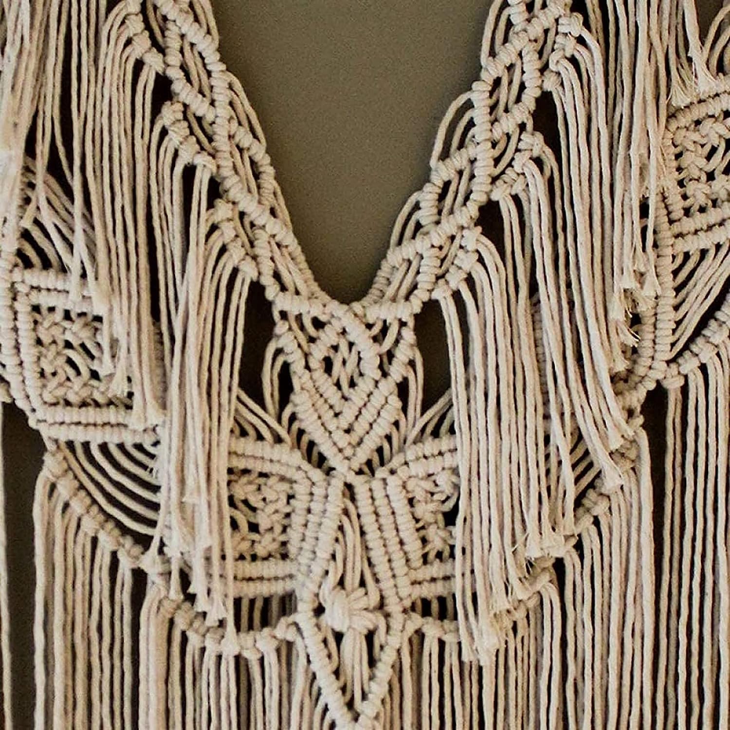 Modern Wall Decor Woven,Wall Hanging Art Tapestry, Macrame Wall Hanging Art Woven Wall Decor Cotton Handmade Boho Macrame Tapestry Chic Home Decor for Home (Beige)