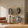pamo Industrial Pipe Clothing Rack Gold - 794 lbs Capacity - Wall Mounted Clothes Rack and Walk In Closet for Wardrobe