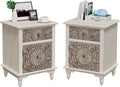 SUNBURY Night Stand Set 2, Accent End Table with Storage, Bedside Table, Vintage Wood Nightstand with Drawers for Living Room, Bedroom, No Assembly Required