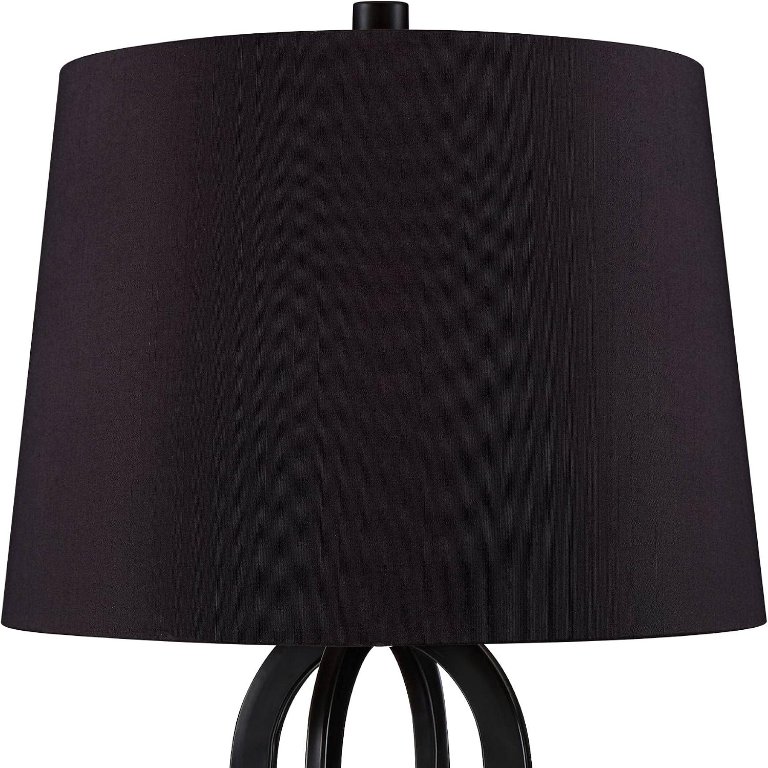 360 Lighting Marcel Industrial Modern Table Lamps 24.25' High Set of 2 with USB Charging Port and Nightlight LED Black Metal Faux Silk Drum Shade for Living Room Desk Bedroom House Bedside