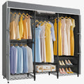 VIPEK V5C Medium Covered Clothes Rack Heavy Duty Portable Closet Wardrobe, Freestanding Black Clothing Rack with Grey Upgraded Polyester Cover, Adjustable Custom, 56.7' Lx15.7 Wx76.4 H