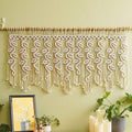 Modern Wall Decor Woven,Wall Hanging Art Tapestry,Macrame Wall Hanging Tapestries,Wall Hanging Tapestry,Cotton Tassel Woven Curtain,Handmade Woven Tapestry (Beige)