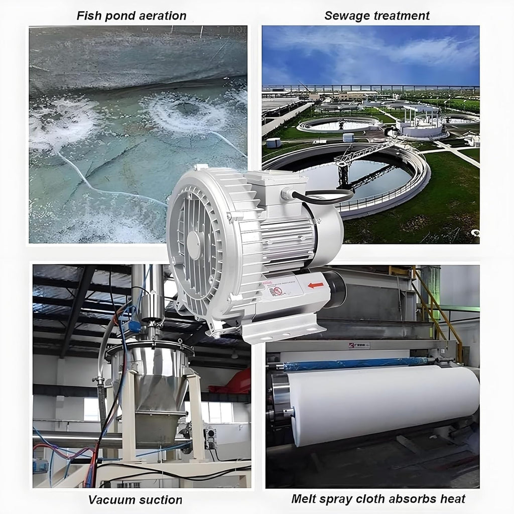 Regenerative Blower High Pressure Vortex Ring Blower Sewage Aeration Vortex Blower Single Phase Turbine Blower Aquaculture Vortex Air Blower Pump 0.16HP - 2.04HP Electric Air Pump(220V,120W)