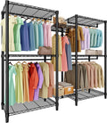 Freestanding Heavy Duty Garment Rack with Adjustable Shelves and Hanging Rods, Large 1870 Lbs Capacity Portable Closet Organizer for Bedroom or Cloakroom Storage, Black