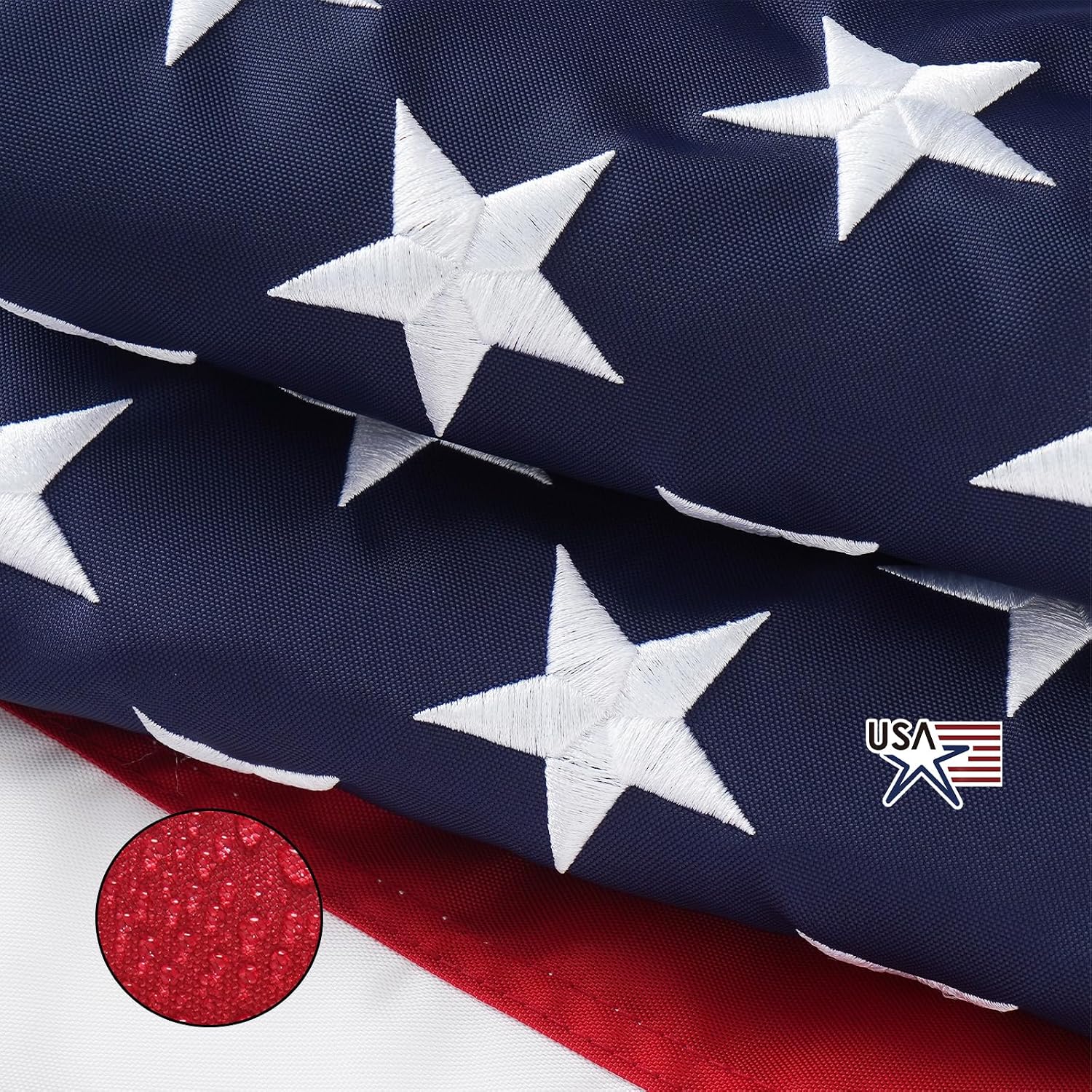 SYII American Flag 15x25 Ft TearProof Series for Outside, Heavy Duty Tough Spun All Weather US Flag for High Wind, Embroidered Stars Sewn Stripes and Brass Grommets