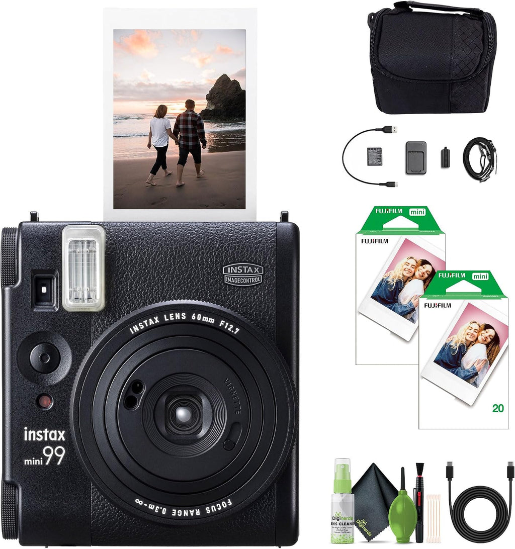 Fujifilm Instax Mini 99 Instant Film Camera Bundle with Fuji Instax Mini Instant Film Value Pack (40 Sheets) + Travel Bag + Lens Cleaning Kit, Perfect for Beginners, Experts, Kids and Adults