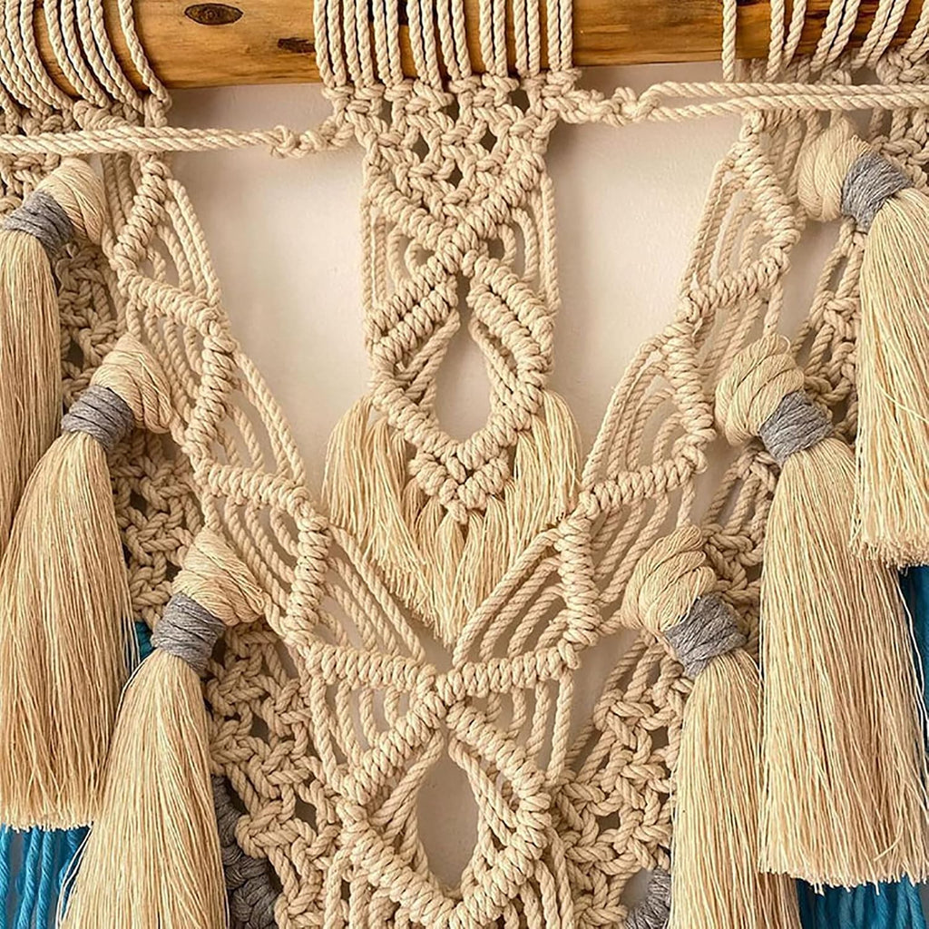 Large Macrame Wall Hanging, Boho Chic Handmade Woven Tapestry, Dip Dye Bohemian Geometric Wall Art Decor Curtain Hand Woven Bohemian Tapestry Wall Hangings (Orange 130x90cm)