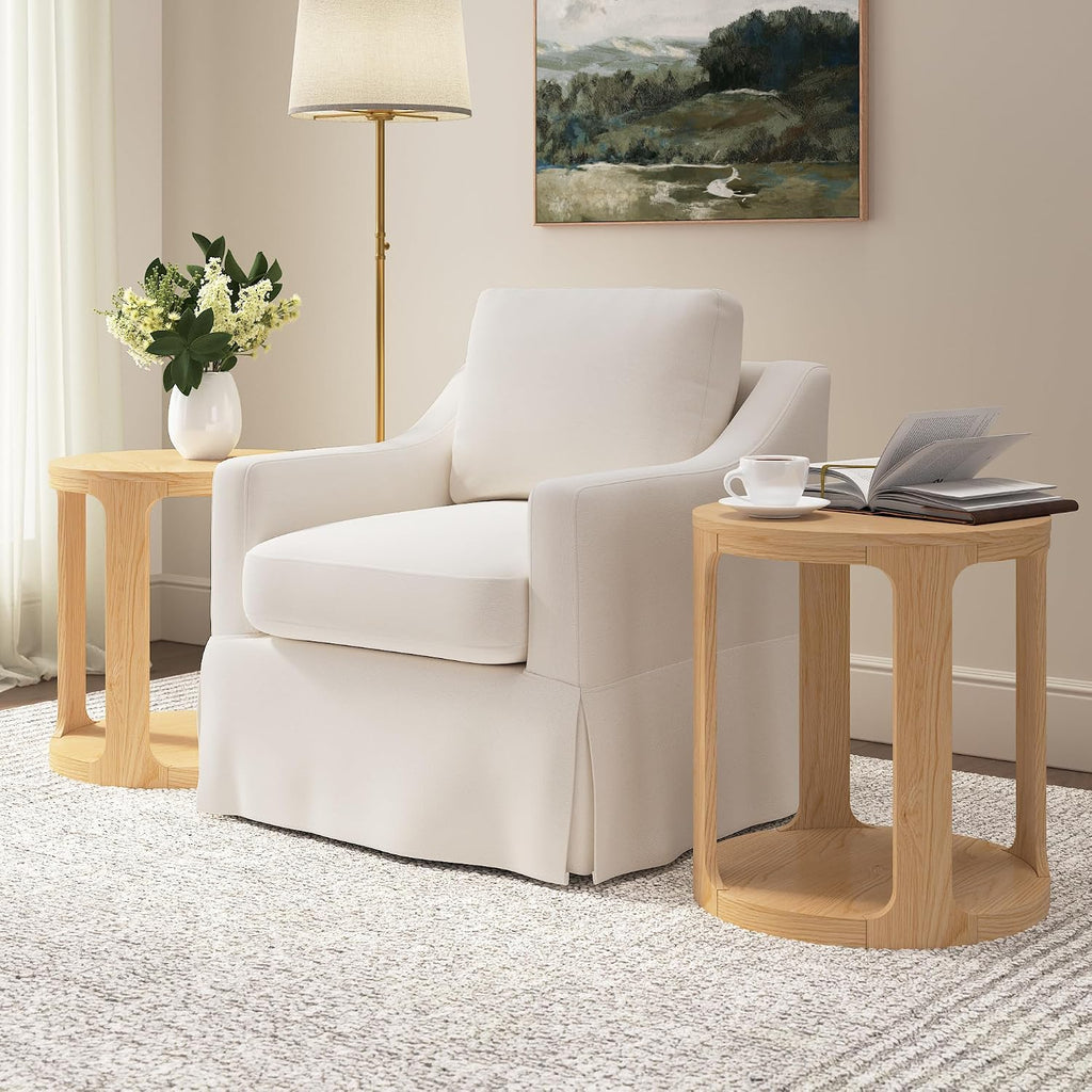 Bush Home Vera Round End Table – Set of 2, Living Room Furniture, Vera Collection, Natural White Oak