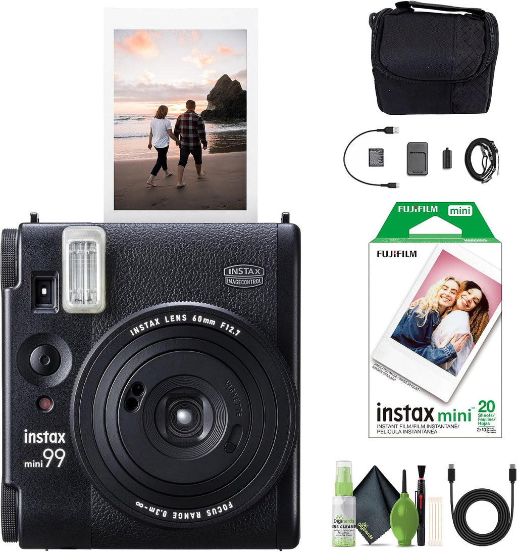 Fujifilm Instax Mini 99 Instant Film Camera Bundle with Fuji Instax Mini Instant Film Value Pack (20 Sheets) + Travel Bag + Lens Cleaning Kit, Perfect for Beginners, Experts, Kids and Adults