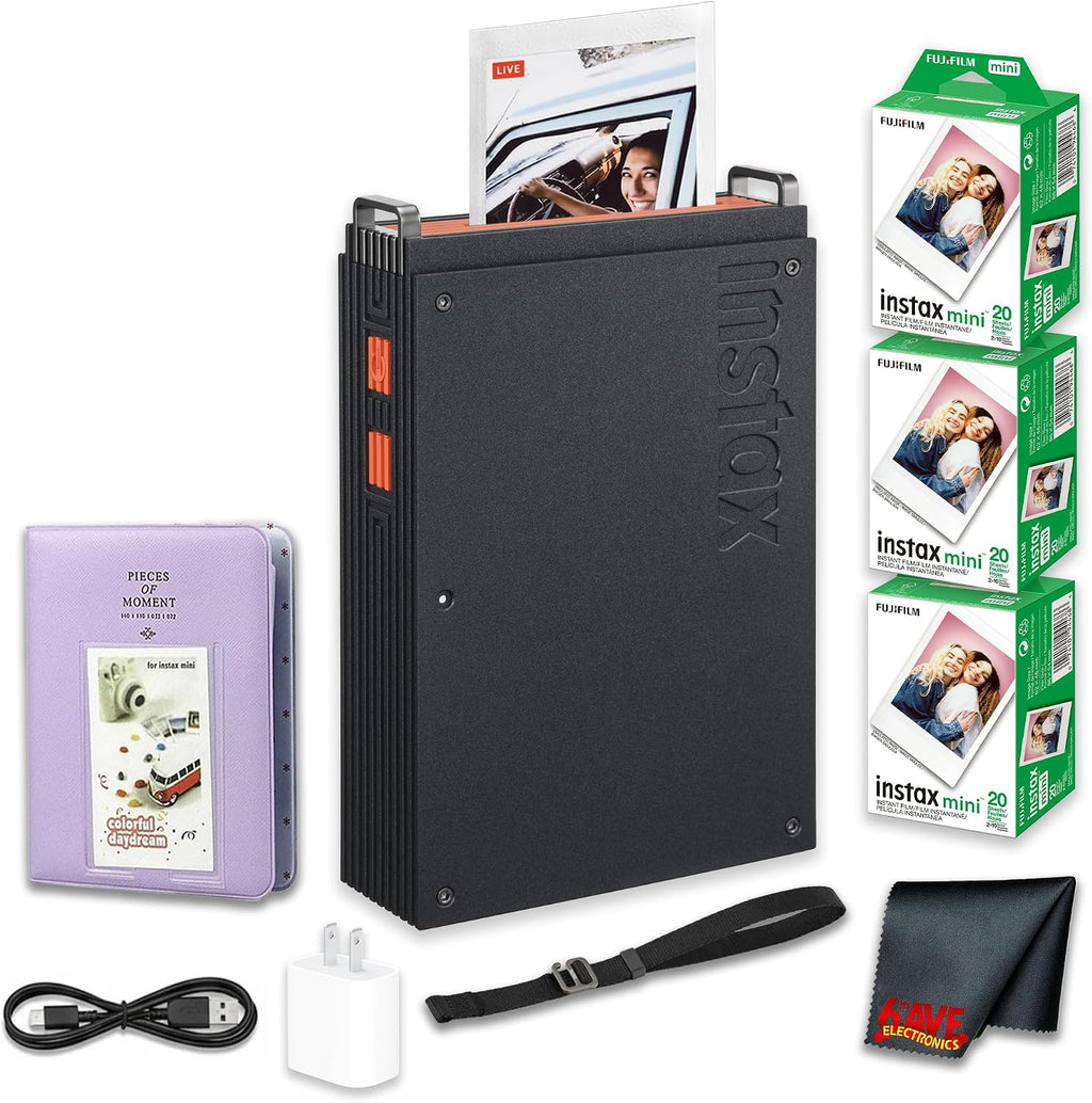 Fujifilm instax mini Link+ Smartphone Printer, Bluetooth Instant Photo Printer for Phones, 2 x 3 Inch Prints, Bundle with + Photo Album + Instax Mini Instant Film Twin Pack (White) 60 Photos + More