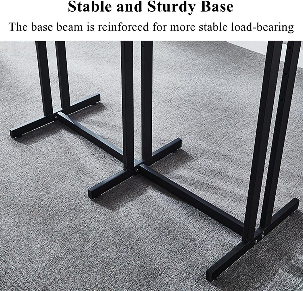 Heavy-Duty Metal Garment Rack 6 Way Clothing Rack Adjustable Height Floor Standing Shirt Racks, Square Tubing Portable Display Rack for Hanging Clothes,White