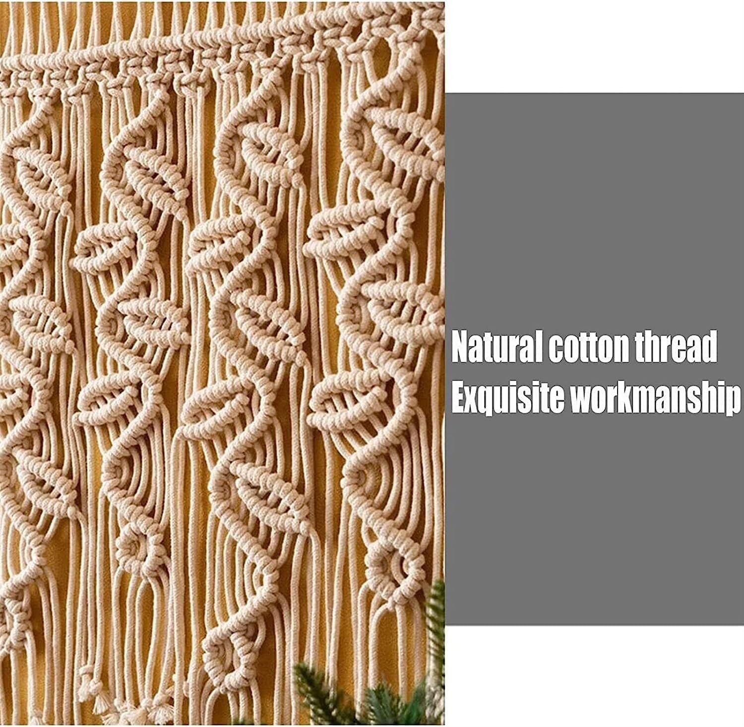 Modern Wall Decor Woven,Wall Hanging Art Tapestry,Macrame Wall Hanging Tapestries,Wall Hanging Tapestry,Cotton Tassel Woven Curtain,Handmade Woven Tapestry (Beige)