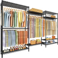 Ulif E13 Max Heavy Duty Clothes Rack（With 4 Hanger Rods & 8 Shelves） Freestanding Clothing Racks for Hanging Clothes，Adjustable Closet，Metal Garment Rack 86' W x16 D x77 H，Max Load 1100LBS，Black