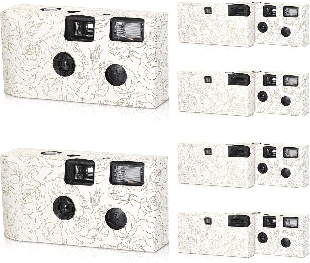 Zhengmy 10 Pack Disposable Camera Bulk for Wedding, 35mm Single Use Camera Bulk with Flash One Time for Gathering Wedding Travel(Gold Rose,Retro Color Film)