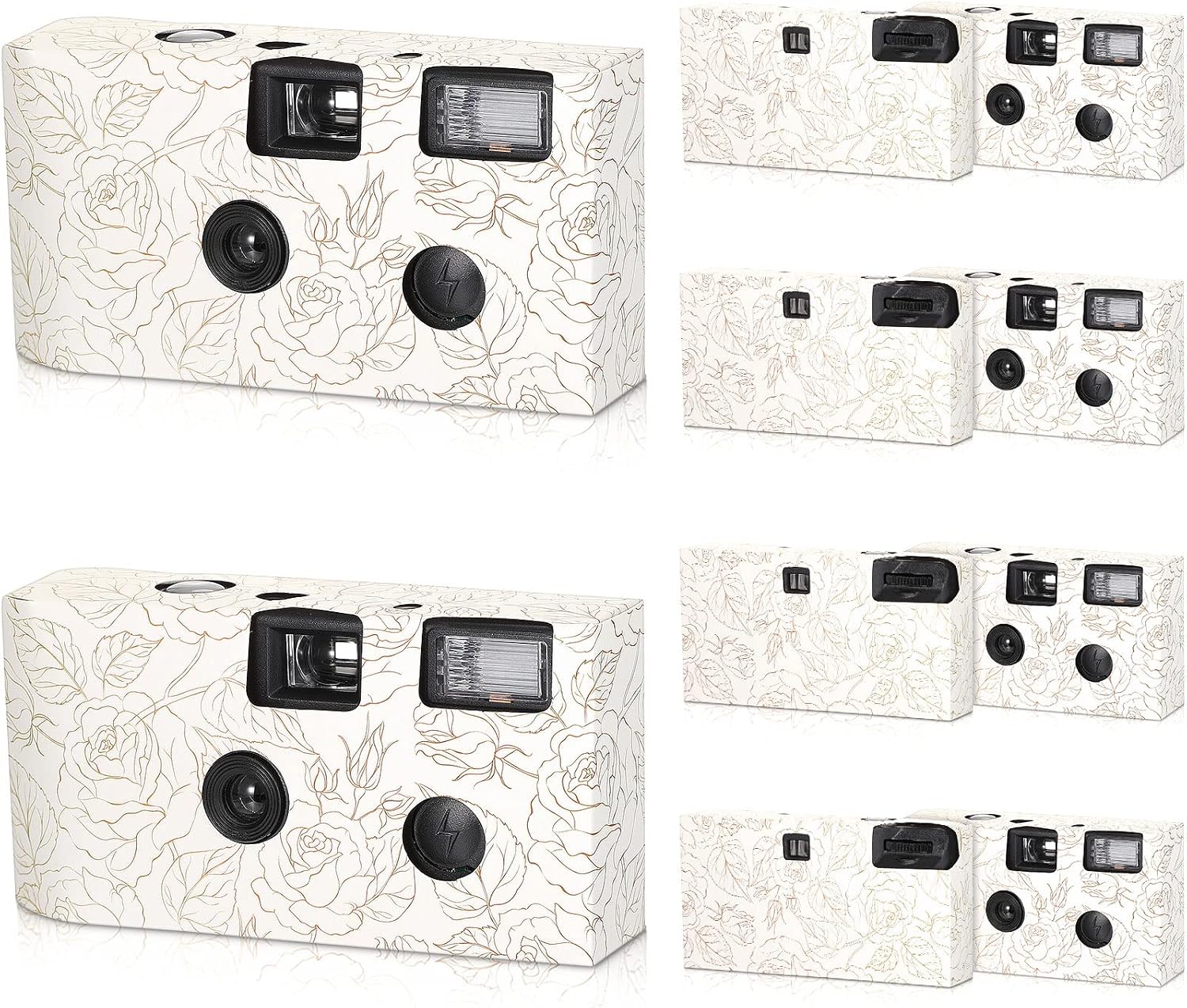 Zhengmy 10 Pack Disposable Camera Bulk for Wedding, 35mm Single Use Camera Bulk with Flash One Time for Gathering Wedding Travel(Gold Rose,Retro Color Film)