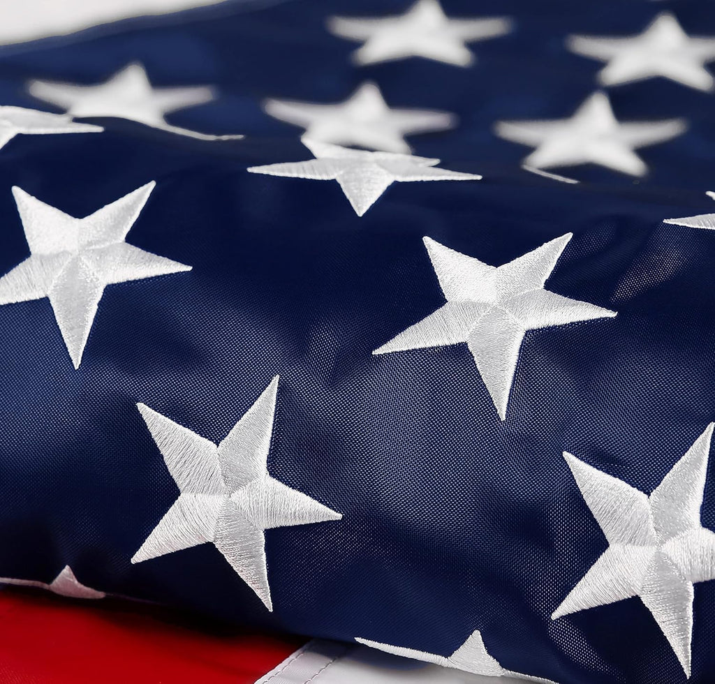 American Flag 10x15 ft: Long Lasting US Flag, Heavy Duty Nylon, Embroidered Stars, Sewn Stripes, Brass Grommets, UV Protection Perfect for Outdoors! USA Flag
