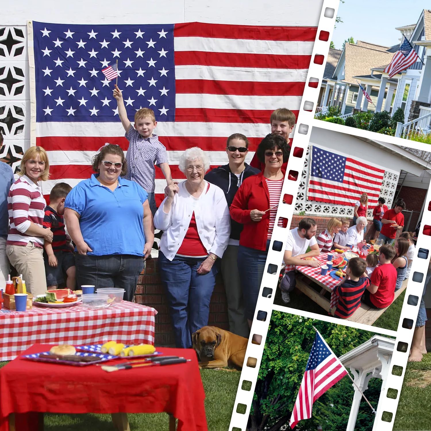 American Flag 10x15 FT Outdoor, Heavy Duty High Wind Extra Large US Flag, Embroidered Stars, 5 Brass Grommets, Giant Indestructible Tough USA Flags Suitable for Outside