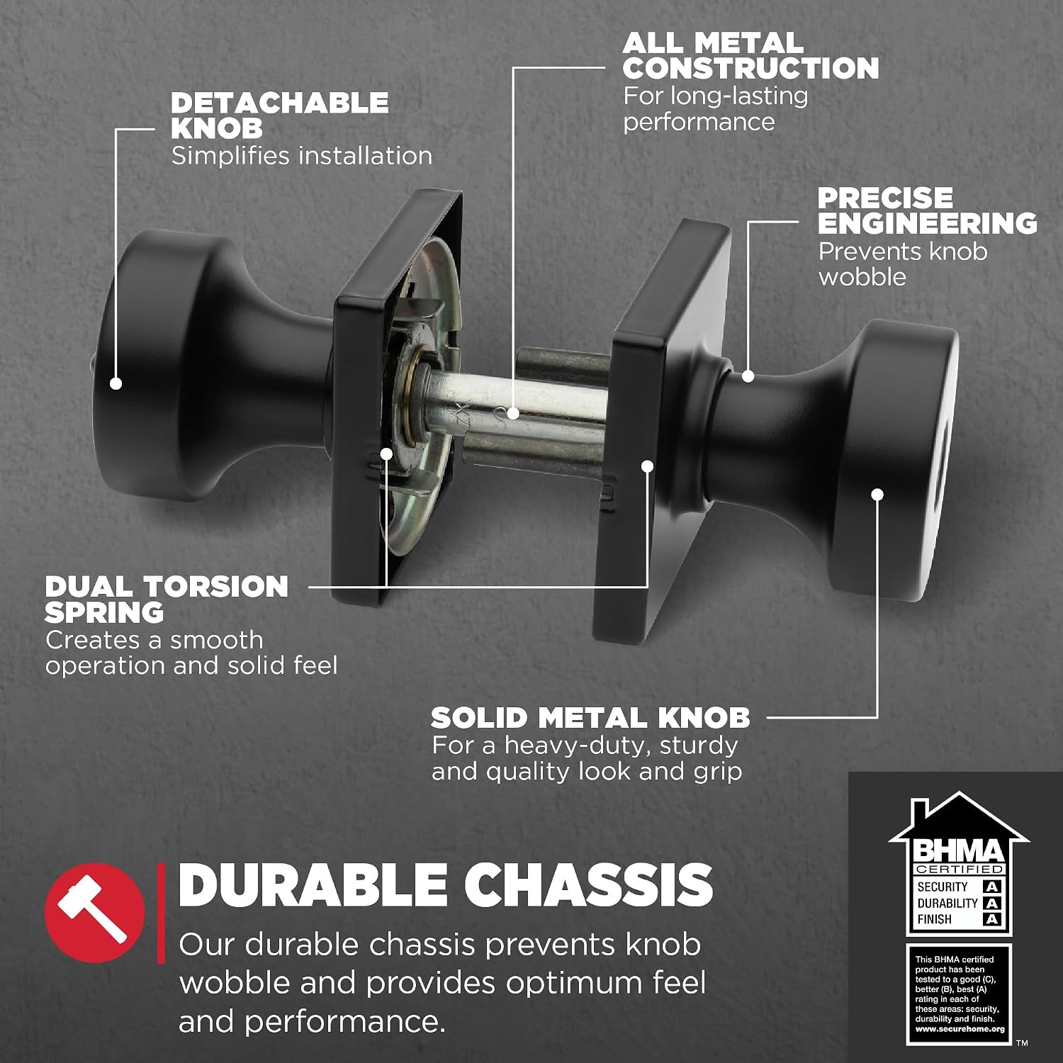 Kwikset Matte Black Keyed Entry Door Knob | SmartKey Security | Square Rose | Microban Protection | For Exterior Doors | Pack of 12
