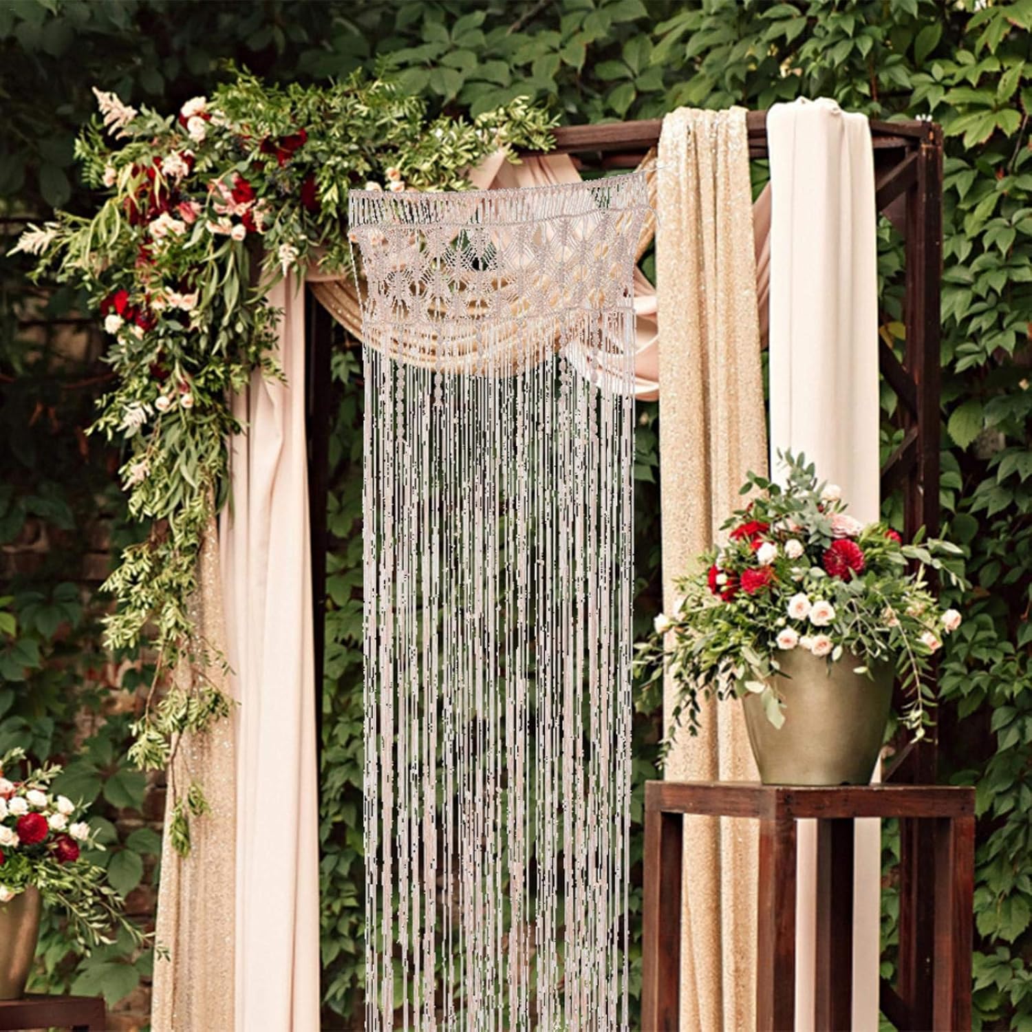 Macrame Macrame Curtain Tapestry Macrame Wall Hanging Woven Tapestry for Room Divider Window Door Curtains Wedding Background Home Decor (200 * 180cm)