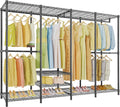 VIPEK V40 Plus Large Clothes Rack, 1300lbs Capacity Sturdy Metal Garment Rack, Clothing Rack with 6 Shelves & 4 Hang Rods, Adjustable Open Wardrobe Closet Organizer for Bedroom/Apartment/Retail, Black