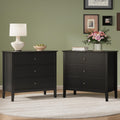 RoyalCraft 32' Large Nightstand Set of 2, Fluted Painted Bedside Table with 3 Spacious Drawers, Modern Tall End Table for Bedroom, Black