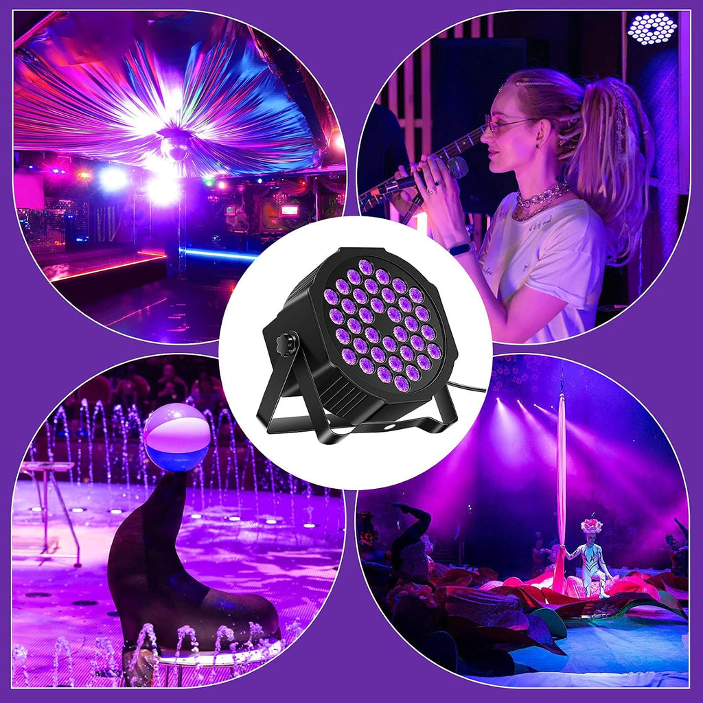 U`King 36LED Black Lights, 72W UV Blacklights Stage Lights with Glow in The Dark Party Supplies by Remote DMX Control for Christmas Blacklight Tapestry Church Birthday Party DJ Bars Nightclubs