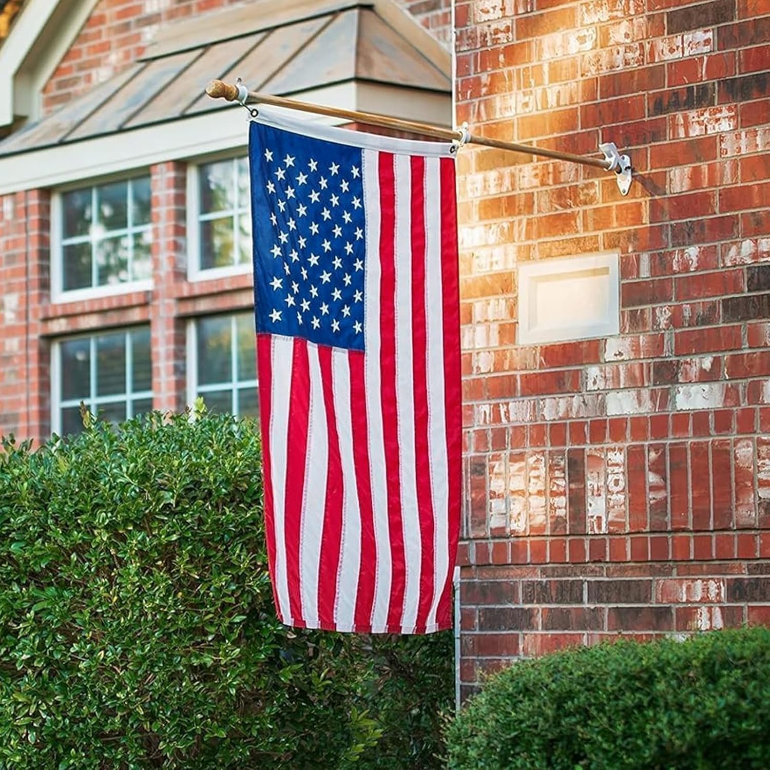 American Flag 8x12 ft: Long Lasting and Heavy Duty Nylon US Flags | Embroidered Stars, Sewn Stripes, Brass Grommets, UV Protection Perfect for Outdoors! USA Flag