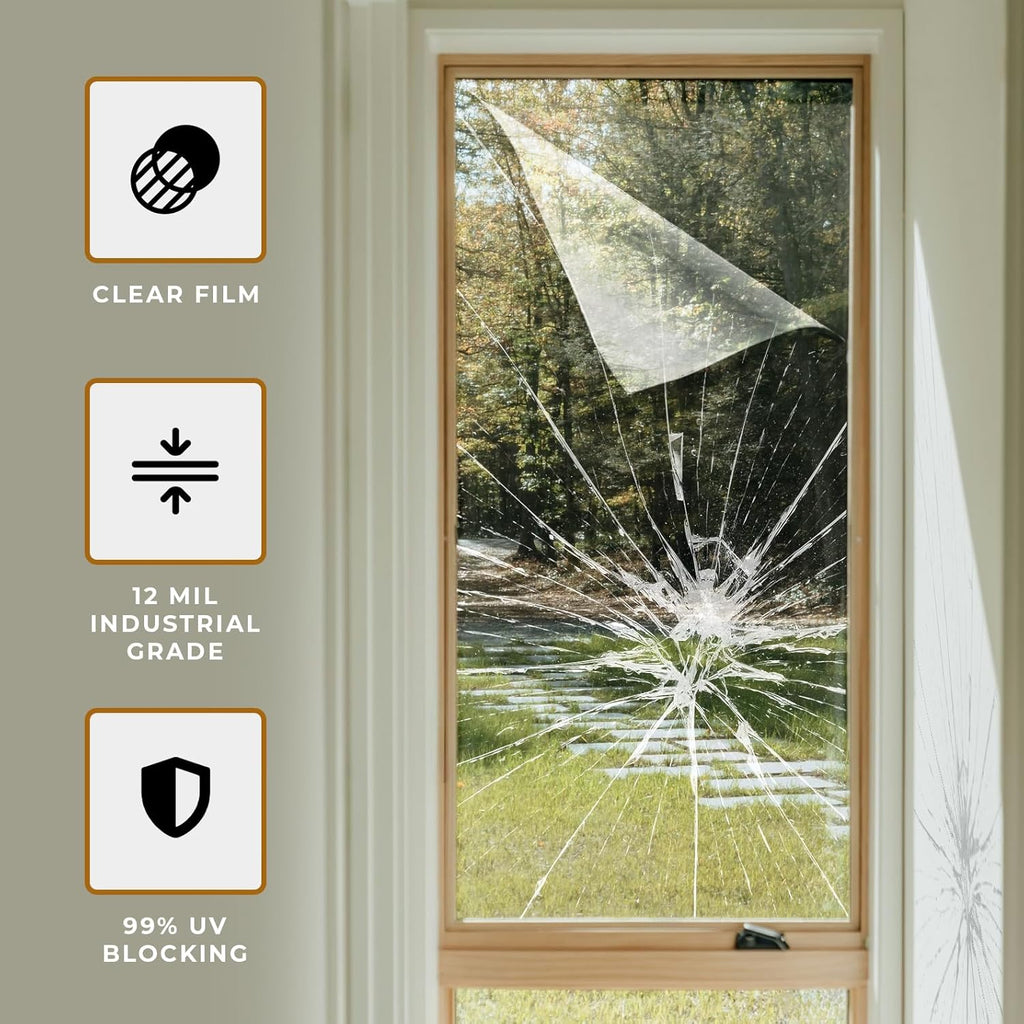 VViViD 12 Mil Clear Vinyl Shatterproof Safety Window Film (30 Inch x 50ft)