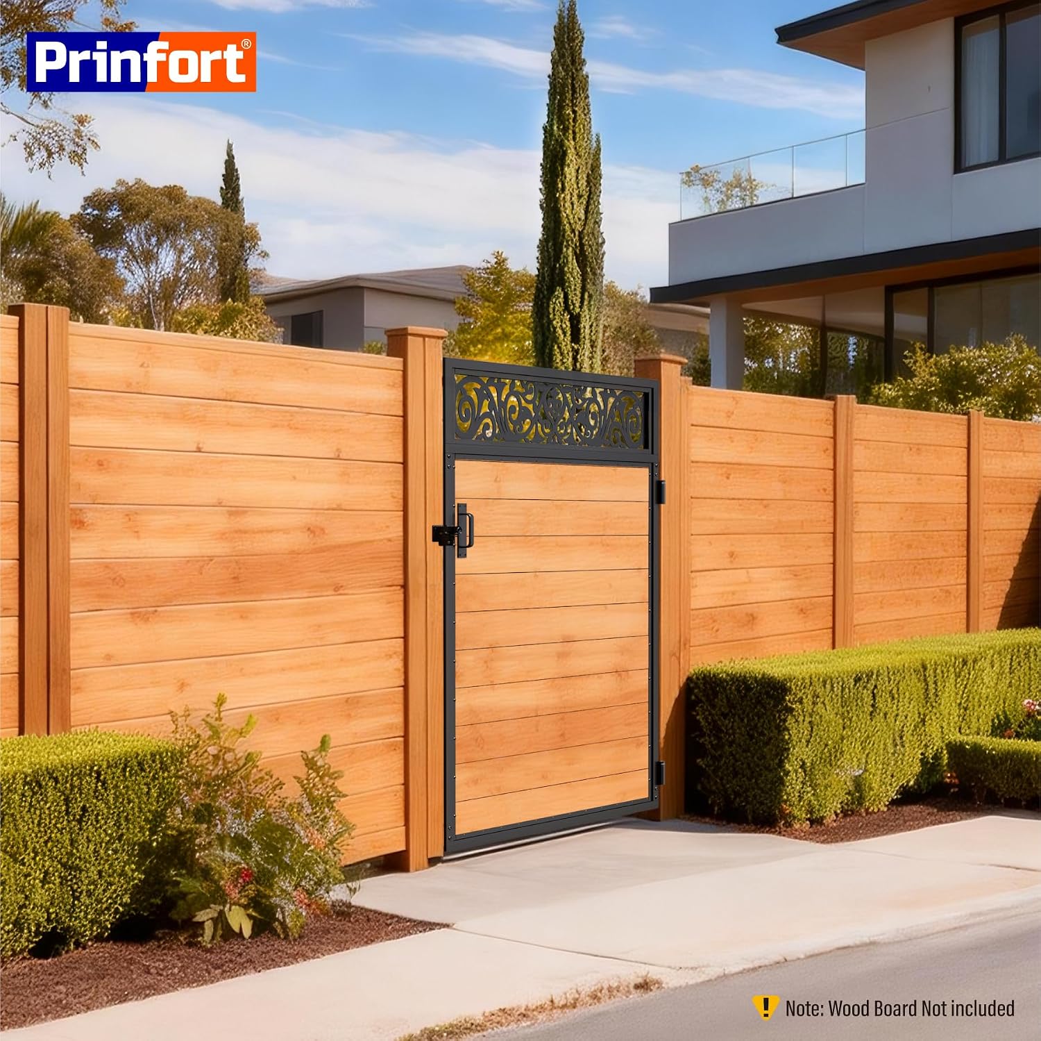 4x6FT (46.78'W X 70.8'H) 201 Stainless Steel Anti Sag Wooden Fence Gate Kit Heavy Duty Garden Gate Frame Hardware Kit Reinforcement (Left/Right Free-Installation)