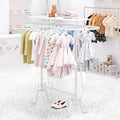 Round Clothing Rack, Commercial Floor Standing Clothes Hanging Rack, for Bedrooms Oval Iron Hanging Apparel, Boutiques Display, Laundry Room (White)