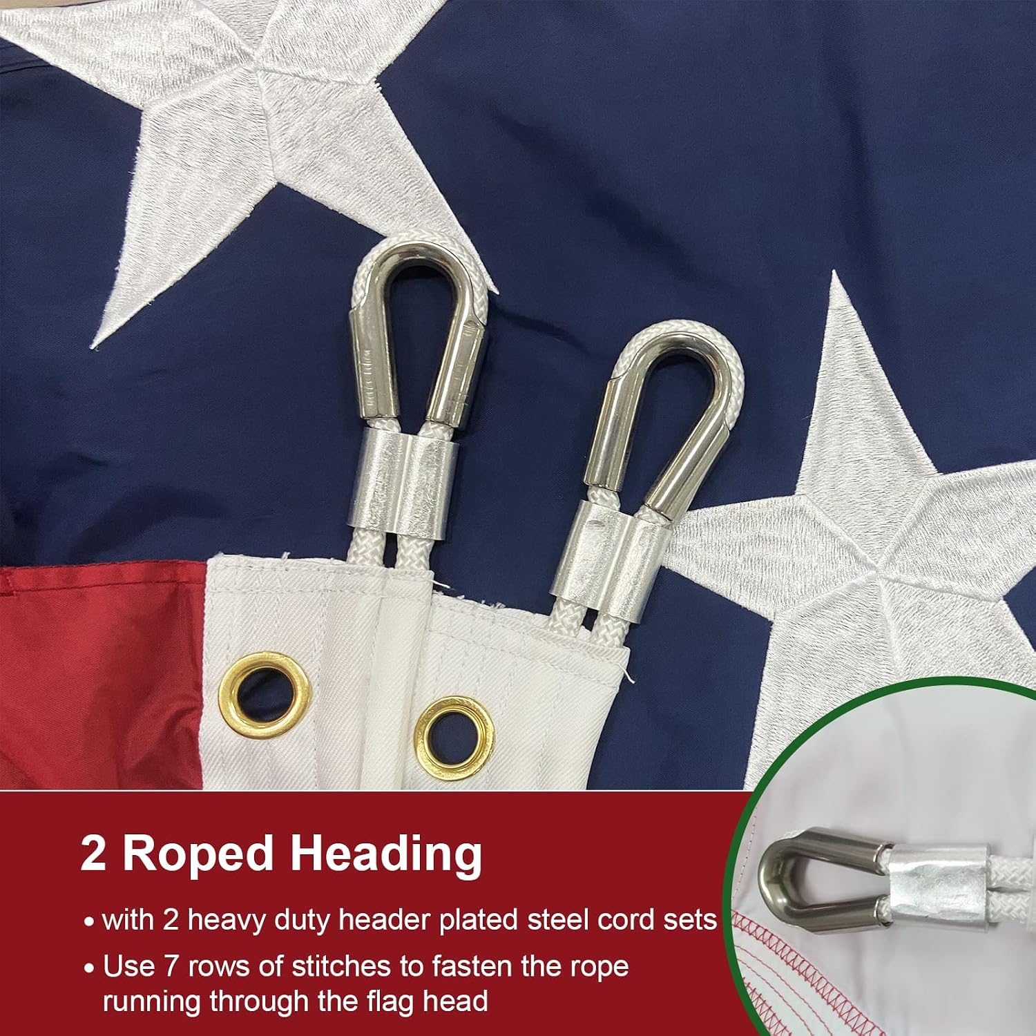 SYII American Flag 20x38 Ft Outdoor, Luxury Embroidered Stars and Roped Heading Double Stitched Sewn Stripes, Heavy Duty Polyester Huge Lage US Flags with Durable Brass Grommets