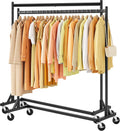 Hoctieon Z Rack Set of 2, Rolling Clothing Racks with Z-Base, Heavy Duty Garment Racks Set of 2, Clothes Rack on Wheels with Brakes, Clothes Organizer Rack Set of 2, Black