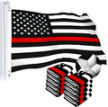 G128 10 Pack: Thin Red Line American Flag | 2x3 Ft | StormFlyer Series Embroidered 220GSM Spun Polyester | Duty and Honor Flag, Embroidered Design, Indoor/Outdoor, Brass Grommets, Heavy Duty