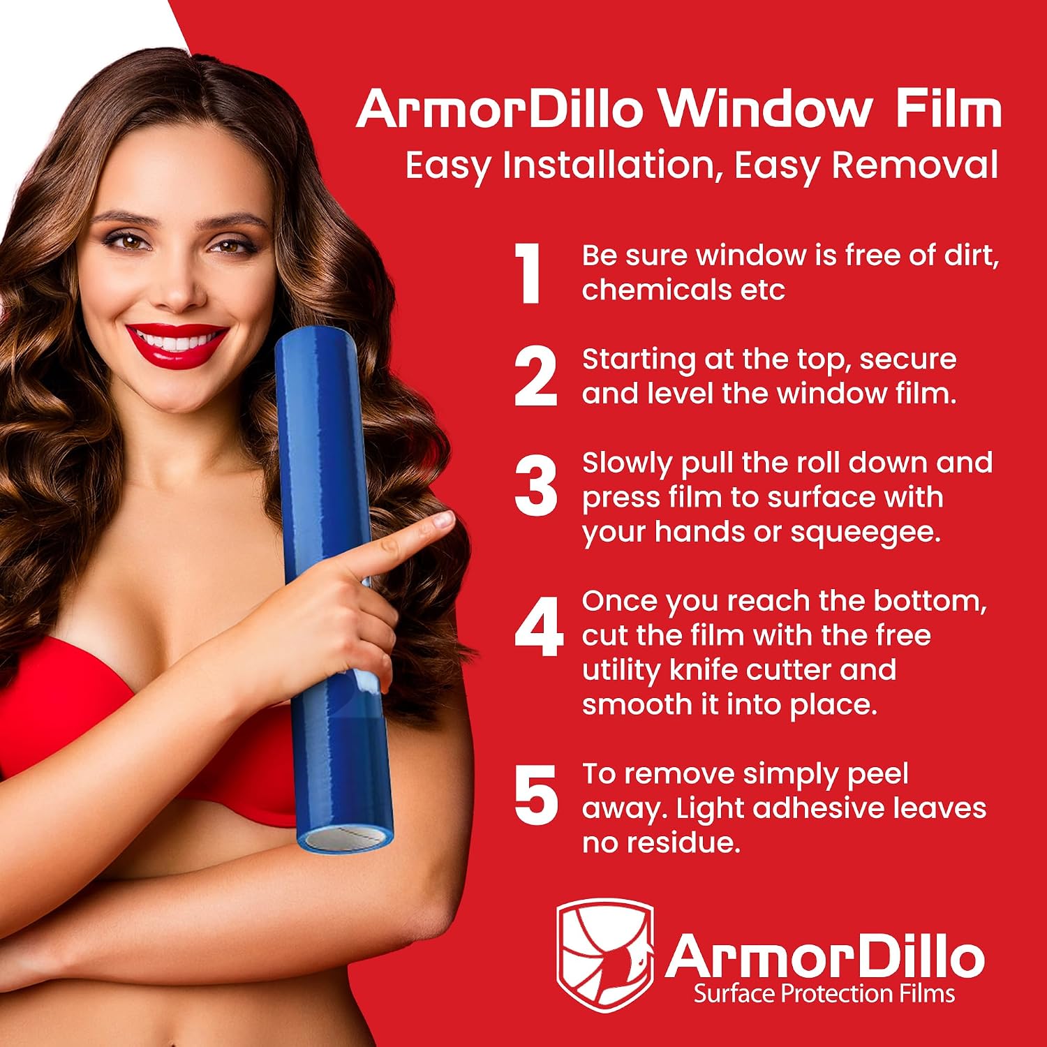 ArmorDillo Blue Window Protection Film 6' x 200' | 14.68 per roll (10 Rolls- 1 case), Surface Protection | Temporary Self-Adhesive Glass Covering, Window Masking, 45-Day UV Resistant Construction Wrap