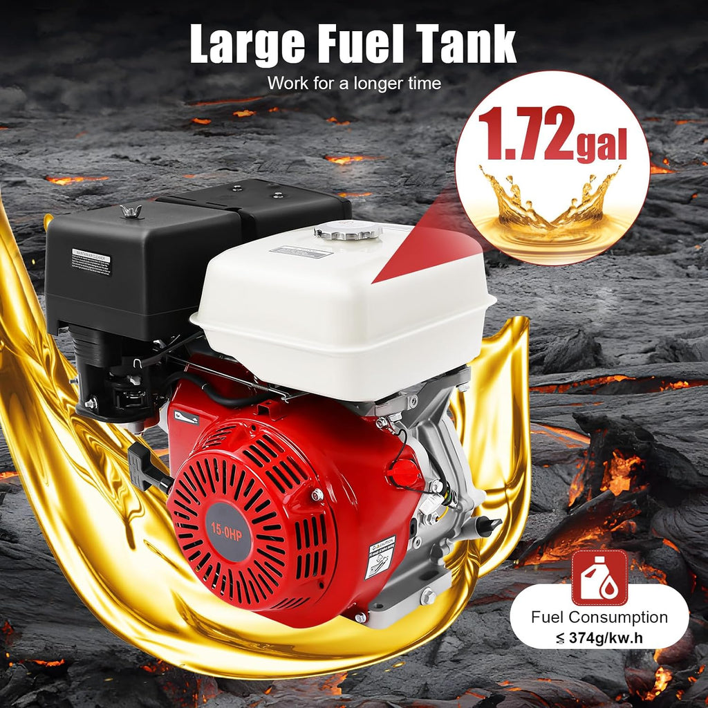 4 Stroke Gasoline Engine Motor 420CC 15HP Garden Tiller Cultivator | 9KW 3600RPM OHV Single Cylinder, Horizontal, Air Cooling, Go Kart Motor
