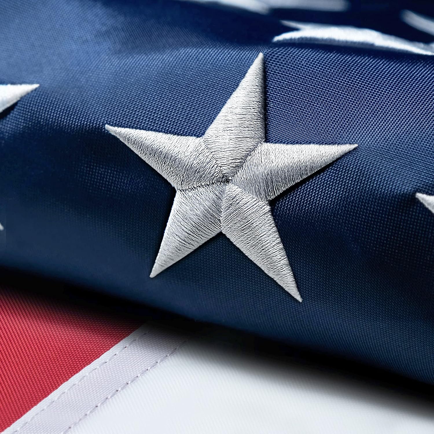 American Flag 10x15 FT Outdoor, Heavy Duty High Wind Extra Large US Flag, Embroidered Stars, 5 Brass Grommets, Giant Indestructible Tough USA Flags Suitable for Outside