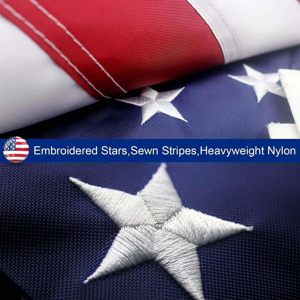 Giant 12x18 FT American Flag for Outside, Extra Large Outdoor US Flag, 420D Heavy Duty Polyester, Embroidered Stars, Sewn Stripes, Brass Grommets, UV Fade Resistant All Weather Flag for High Winds